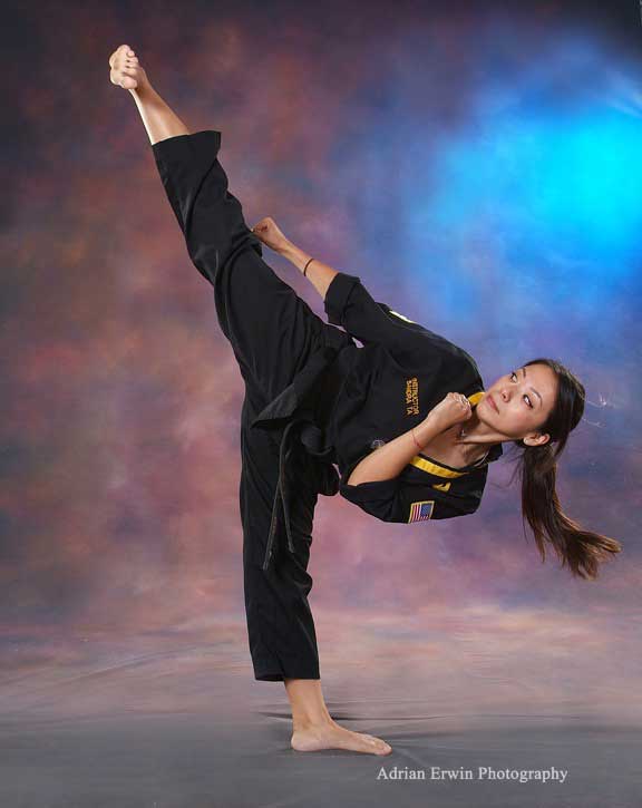 Instructor of Legacy Martial Arts Training's taekwondo high-kick