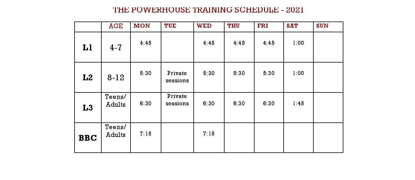 Training Schedules